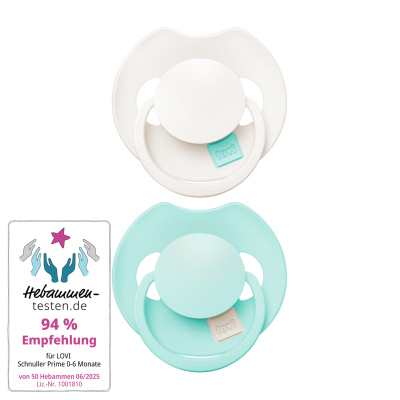 LOVI Dudlík silikonový dynamický PRIME Tutti Frutti 0-6m 2ks Lagoon/Mint Cream