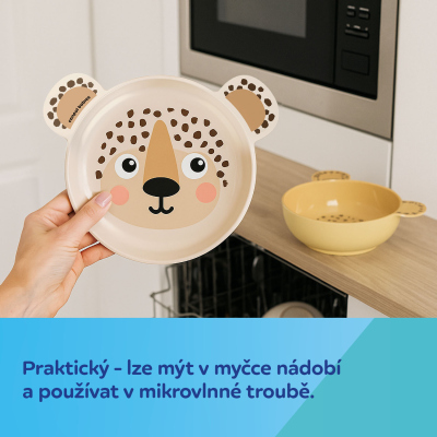 Canpol babies Talíř s ušima a přísavkou BabiesBoo béžový