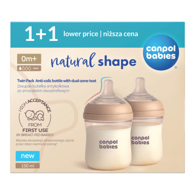 Canpol babies Set lahví Natural Shape 150ml 2ks