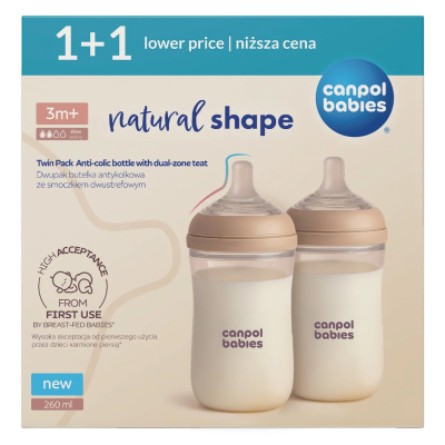 Canpol babies Set lahví Natural Shape 260ml 2ks