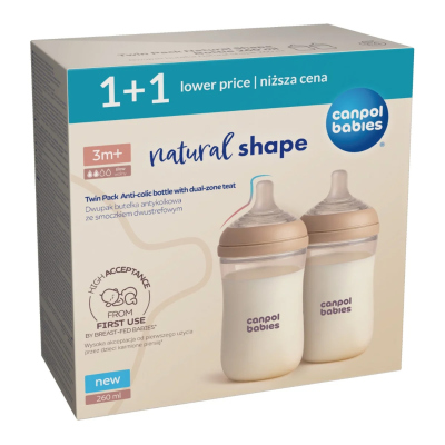 Canpol babies Set lahví Natural Shape 260ml 2ks