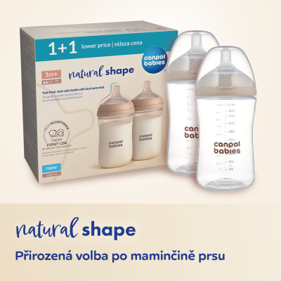Canpol babies Set lahví Natural Shape 260ml 2ks