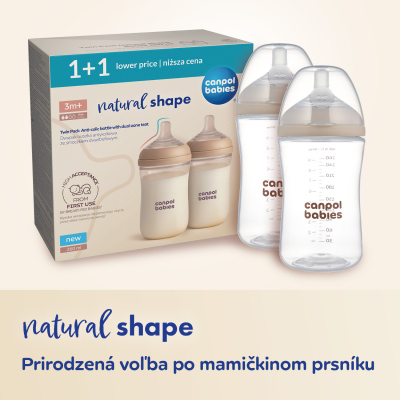 Canpol babies Set lahví Natural Shape 260ml 2ks