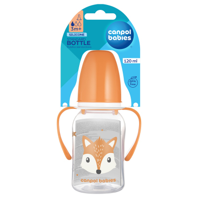Canpol babies Lahev úzkohrdlá s úchyty CUTE ANIMALS 120ml liška