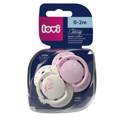 LOVI Mini dudlík silikonový dynamický PETITE ROSE 0-2m 2ks holka