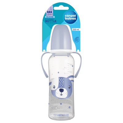 Canpol babies Lahev úzkohrdlá s úchyty CUTE ANIMALS 250ml pejsek