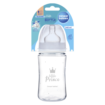 Canpol babies Lahev se širokým hrdlem ROYAL BABY 240ml modrá