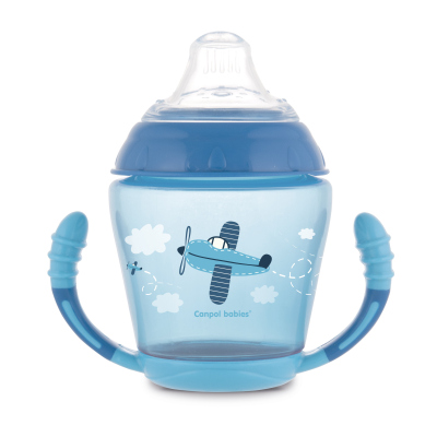 Canpol babies Nevylévací hrníček se silikonovým ventilem 230 ml TOYS modrý 56/502_blu 