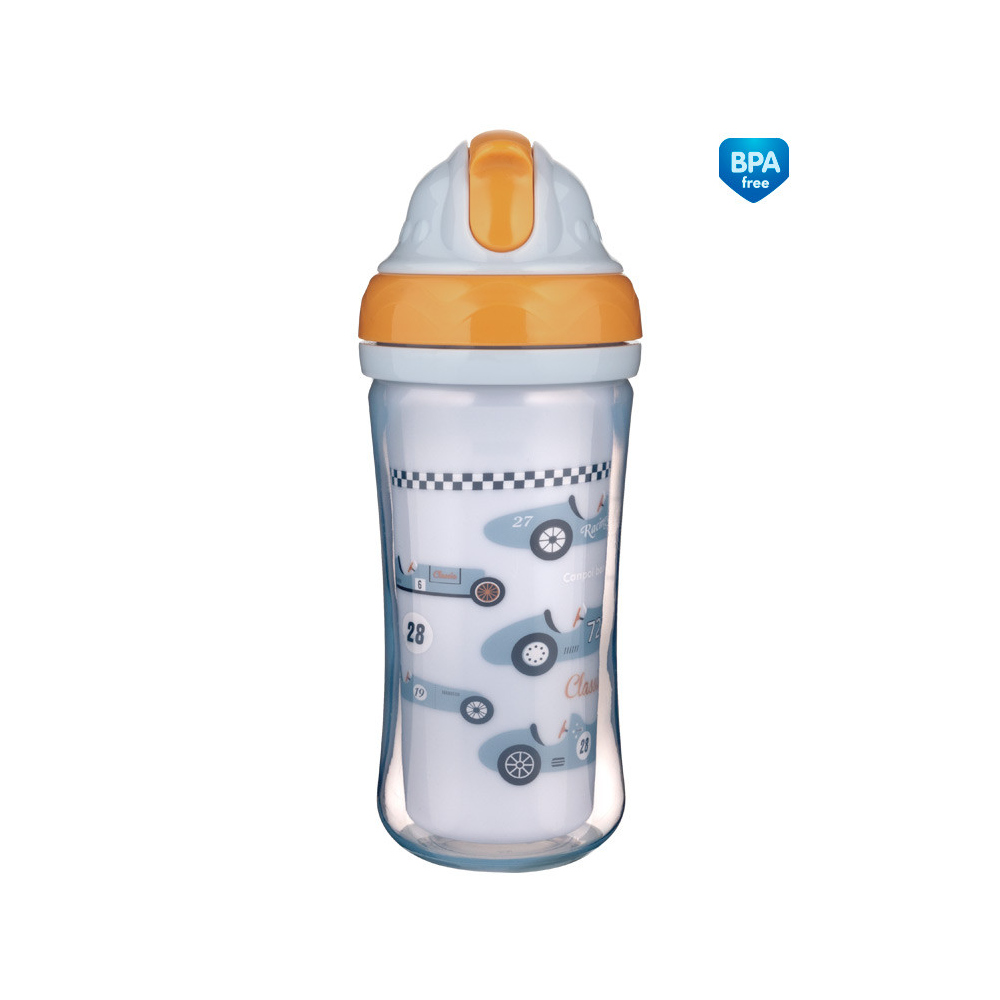 Canpol babies Sportovní láhev se silikonovou slámkou AUTA 260ml 