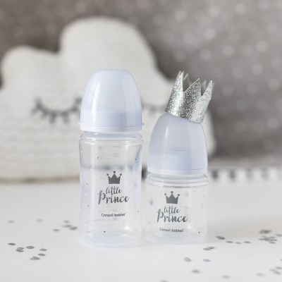 Canpol babies Lahev se širokým hrdlem ROYAL BABY 120ml modrá