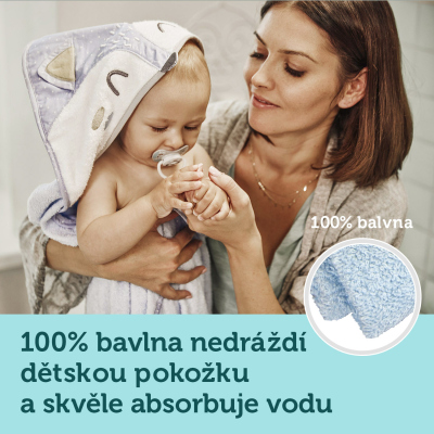 Canpol babies Měkká osuška s kapucí a ušima 100x100cm MEDVÍDEK