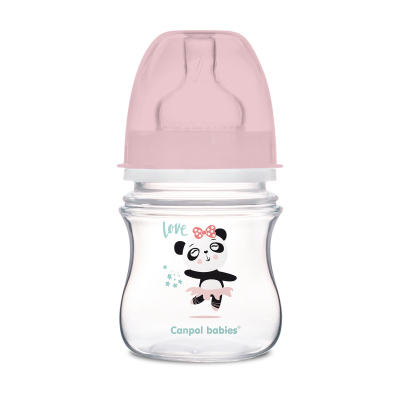 Canpol babies Easystart antikólikás szélesnyakú cumisüveg EXOTIC ANIMALS 120 ml pink