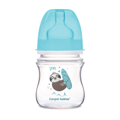 Canpol babies Easystart antikólikás szélesnyakú cumisüveg EXOTIC ANIMALS 120 ml kék