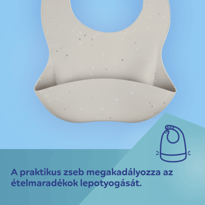 Canpol babies Szilikon előke zsebbel DOTS szürke