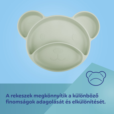 Canpol babies szilikonos osztott tányér tapadókoronggal BEAR rózsaszín