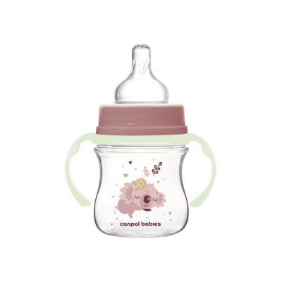 Canpol babies Anti-kólikás cumisüveg világító fogantyúval EasyStart SLEEPY KOALA 120ml pink