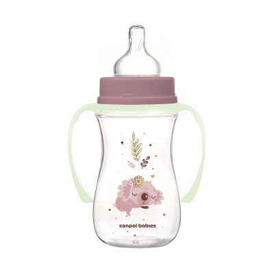 Canpol babies Anti-kólikás cumisüveg világító fogantyúval EasyStart SLEEPY KOALA 240ml pink