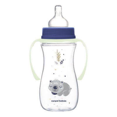 Canpol babies Anti-kólikás cumisüveg világító fogantyúval EasyStart SLEEPY KOALA 300ml kék