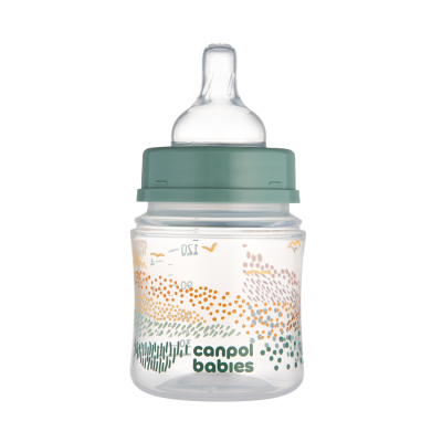 Canpol babies Anti-kólikás cumisüveg EasyStart MOUNTAINS 120ml zöld