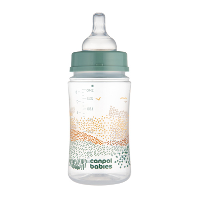 Canpol babies Anti-kólikás cumisüveg EasyStart MOUNTAINS 240 ml zöld