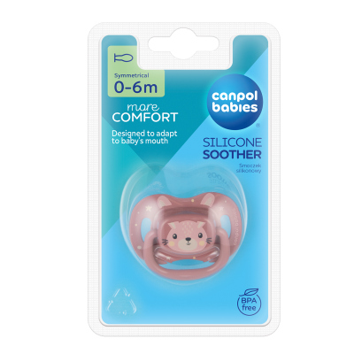 Canpol babies Szilikon szimmetrikus cumi CUTE ANIMALS 0-6hó 1db pink