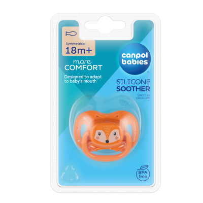 Canpol babies Szilikon szimmetrikus cumi CUTE ANIMALS 18hó+ 1db naranc