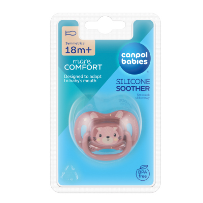 Canpol babies Szilikon szimmetrikus cumi CUTE ANIMALS 18hó+ 1db pink