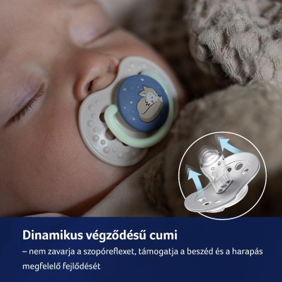 LOVI Világító szilikon dinamikus cumi NIGHT&DAY 6-18hó 2db fiú