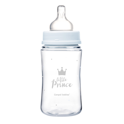 Canpol babies széles nyakú anti-kólikás cumisüveg ROYAL BABY 240ml kék