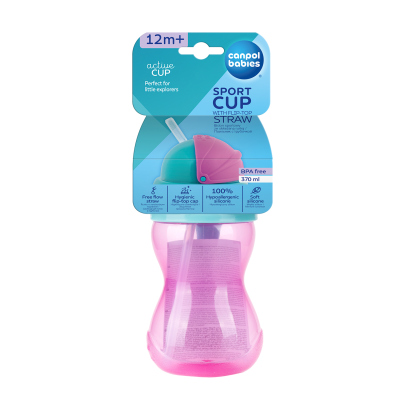 Canpol babies Sport itatópohár szívószállal 370 ml rózsaszín