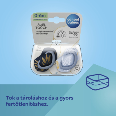 Canpol babies Szilikon szimmetrikus cumi Light touch GOLD 0-6hó 2db kék