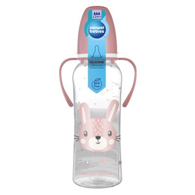 Canpol babies keskeny nyakú cumisüveg fogantyúval CUTE ANIMALS 250ml nyuszi