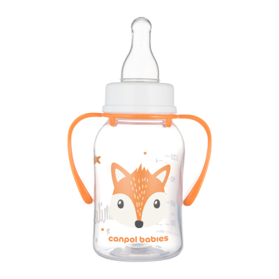 Canpol babies Keskeny nyakú cumisüveg fogantyúval CUTE ANIMALS 120ml róka