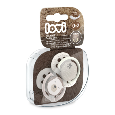 LOVI Világító mini szilikon dinamikus cumi BUDDY BEAR 0-2hó 2db