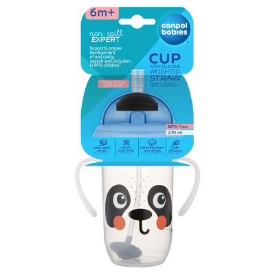 Canpol babies Súlyozott szívószálas itatópohár BabiesBoo 270ml panda