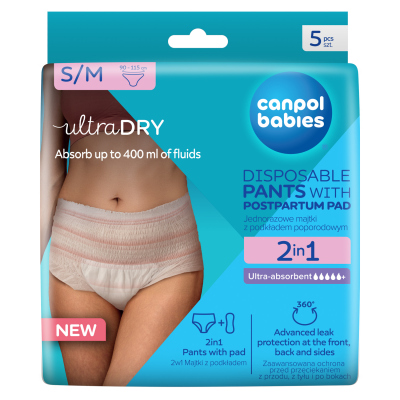 Canpol babies 2az1ben szülés utáni pelenka S/M 5db