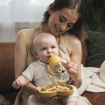 Canpol babies Súlyozott szívószálas itatópohár BabiesBoo 270ml gepárd