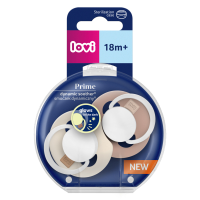 LOVI Világító dinamikus szilikon cumi PRIME 18hó+ 2db Ivory/Blush