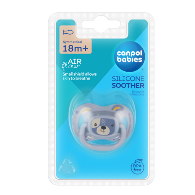 Canpol babies Szilikon szimmetrikus cumi CUTE ANIMALS 18hó+ 1db kék
