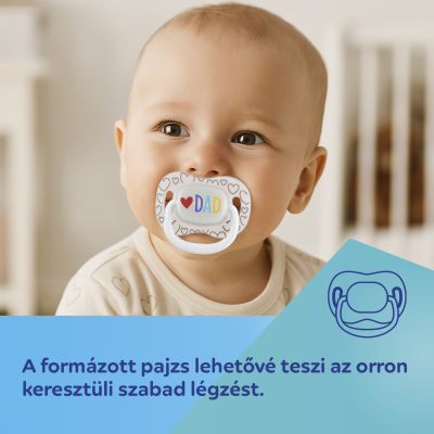 Canpol babies Világító szilikon szimmetrikus cumi LOVE MUM&DAD 6-18hó 2db