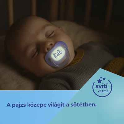 Canpol babies Világító szilikon szimmetrikus cumi NIGHTGLOW 0-6hó 2db fiú