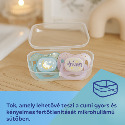 Canpol babies Világító szilikon szimmetrikus cumi NIGHTGLOW 0-6hó 2db fiú