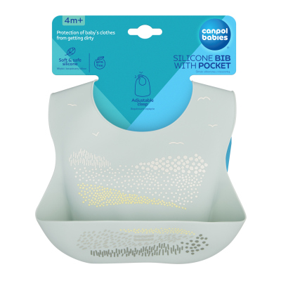 Canpol babies Szilikon előke zsebbel zöld