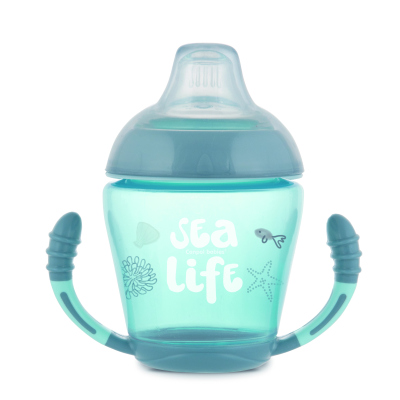 Canpol babies Nevylévací hrníček se silikonovým ventilem 230 ml SEA LIFE  56/501_grey