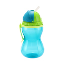 Canpol babies Športová fľaša so silikónovou slamkou s otočným vrchnákom 370 ml modrá