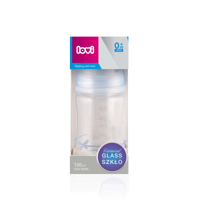 LOVI Diamond Glass fľaša 150 ml Baby Shower modrá