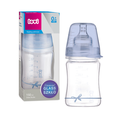 LOVI Diamond Glass fľaša 150 ml Baby Shower modrá