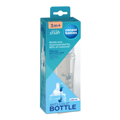 Canpol babies Antikoliková fľaša so širokým hrdlom EasyStart 240 ml PP ROYAL BABY modrá