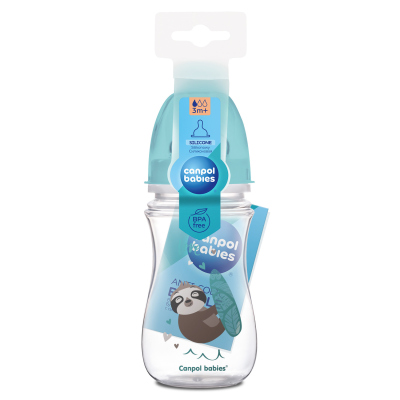 Canpol babies Antikoliková fľaša so širokým hrdlom EasyStart 240 ml PP EXOTIC ANIMALS modrá