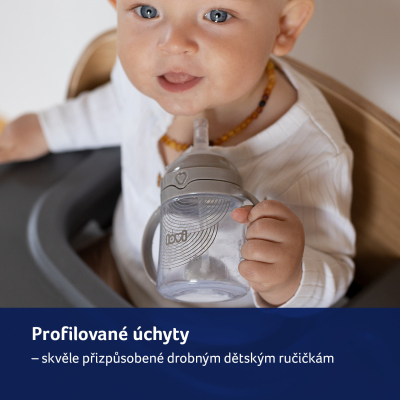 LOVI Prvý hrnček so slamkou so závažím 150ml zelený